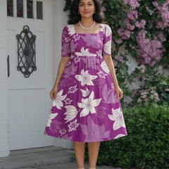 Royal Orchid Square Neck Midi Dress