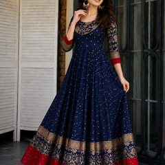 Elegant Navy Blue Anarkali Dress