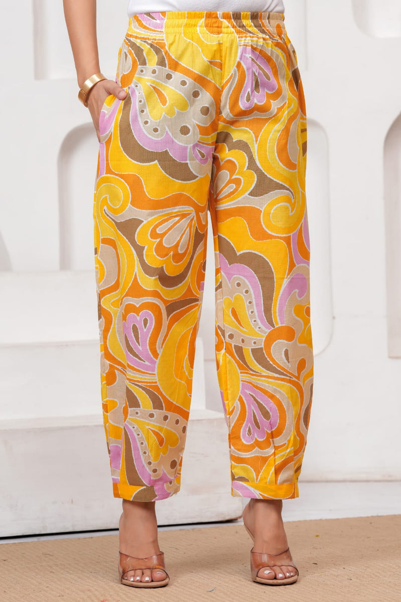 Yellow Abstract Print Cord Set