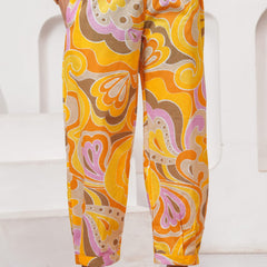 Yellow Abstract Print Cord Set