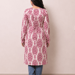 Women's Printed Rayon Long Kurti | Square Neck Casual Ethnic Wear