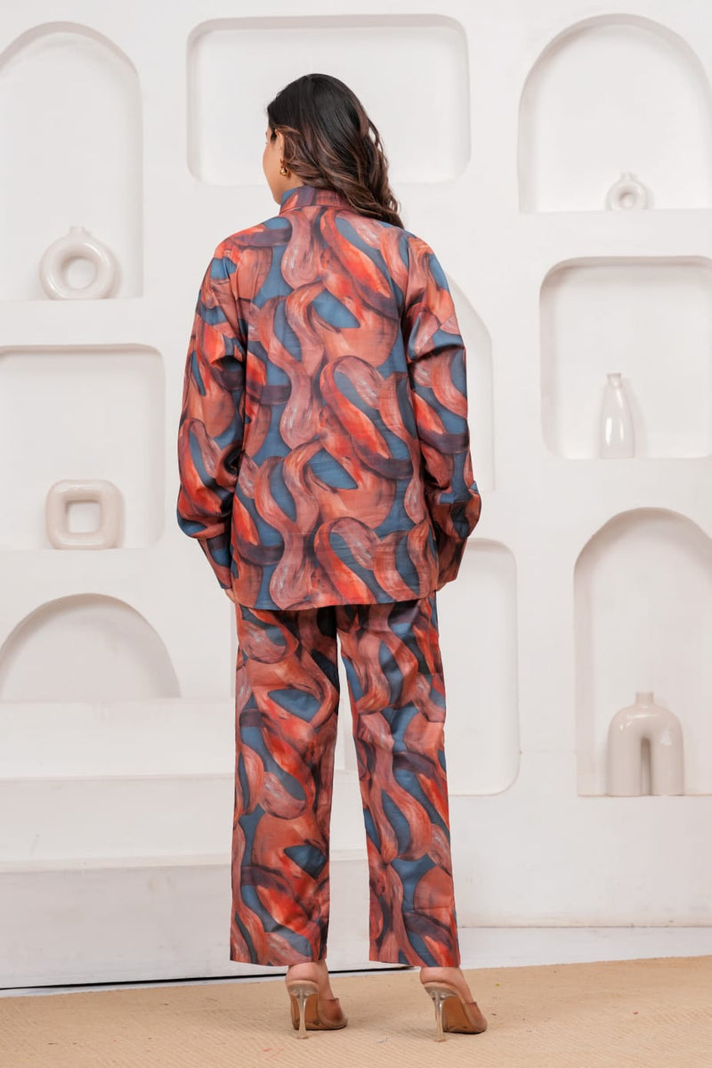 Abstract Print Rayon Co-Ord Set