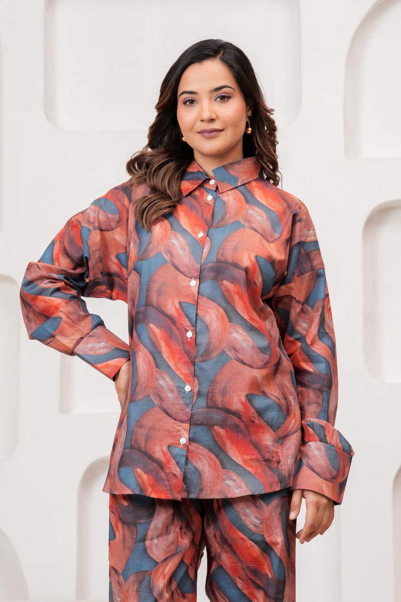 Abstract Print Rayon Co-Ord Set