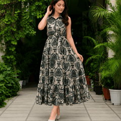 Women's  Printed Sleeveless  Dress | Elegant Casual Dress