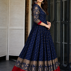 Elegant Navy Blue Anarkali Dress