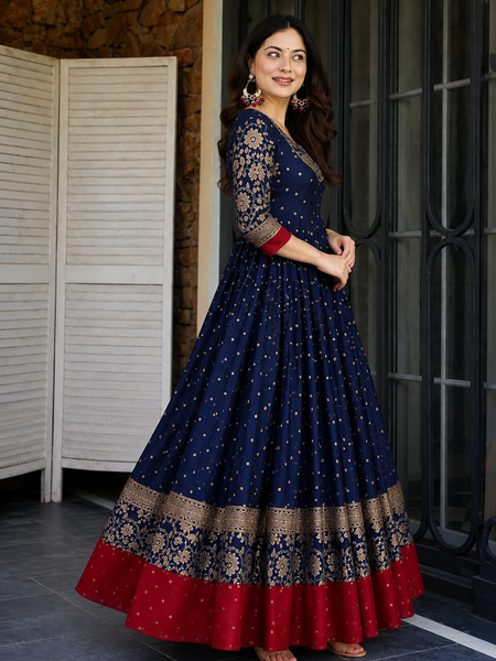 Elegant Navy Blue Anarkali Dress