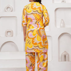 Yellow Abstract Print Cord Set