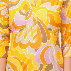 Yellow Abstract Print Cord Set