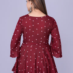 Women's Maroon Printed Crepe Top