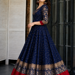Elegant Navy Blue Anarkali Dress