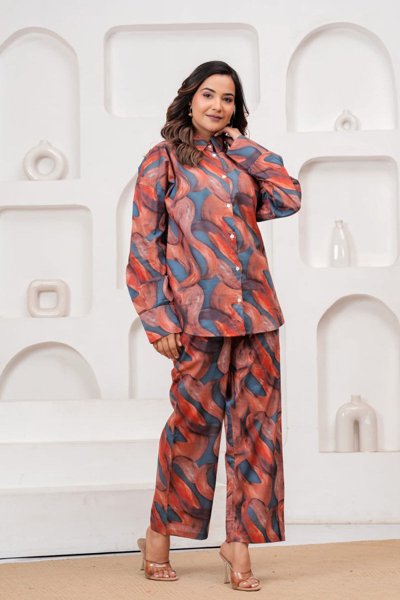 Abstract Print Rayon Co-Ord Set