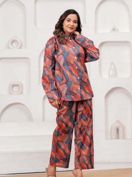 Abstract Print Rayon Co-Ord Set