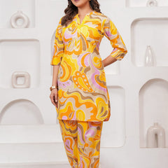 Yellow Abstract Print Cord Set