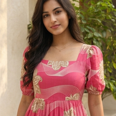 Blush Bloom Square Neck Midi Dress