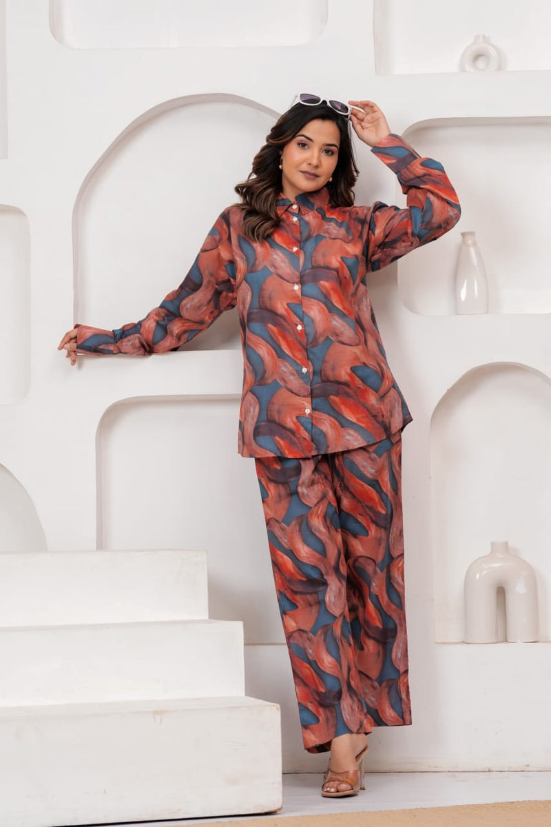 Abstract Print Rayon Co-Ord Set