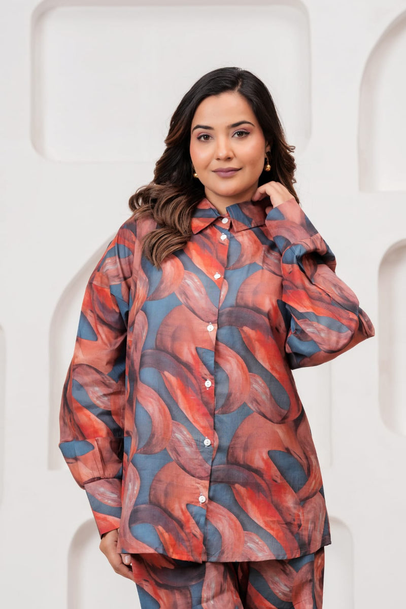 Abstract Print Rayon Co-Ord Set