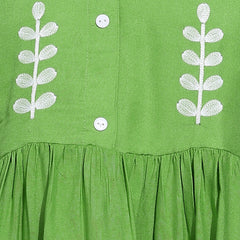 Women's Green Embroidered Rayon Top