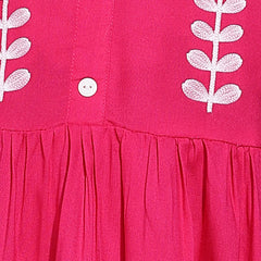 Women's Pink Embroidered Rayon Top