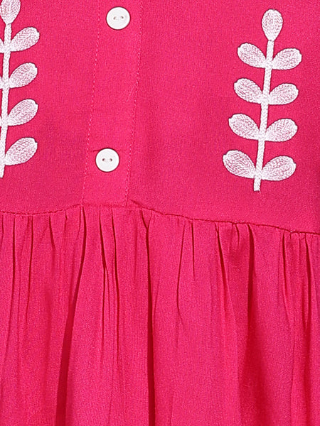 Women's Pink Embroidered Rayon Top