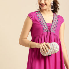 Beautiful Rani Pink Rayon Kurta for Women