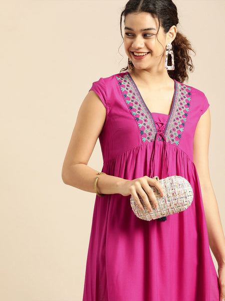 Beautiful Rani Pink Rayon Kurta for Women
