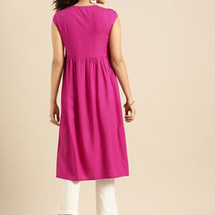 Rani Pink  Rayon Kurta for Women