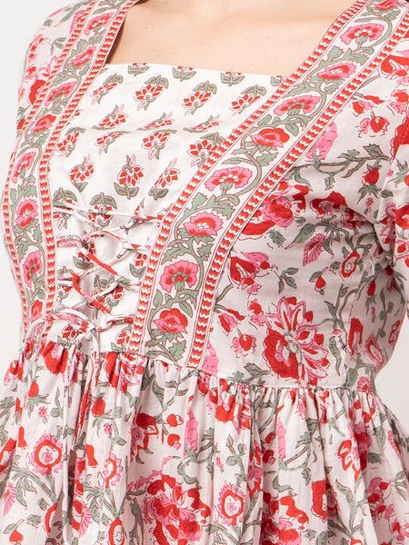 Women's White Embroidered Rayon Top