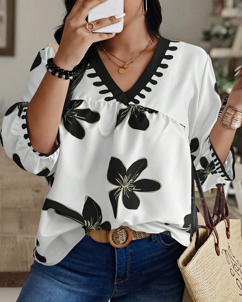 Women's Black Printed Rayon Everyday Top