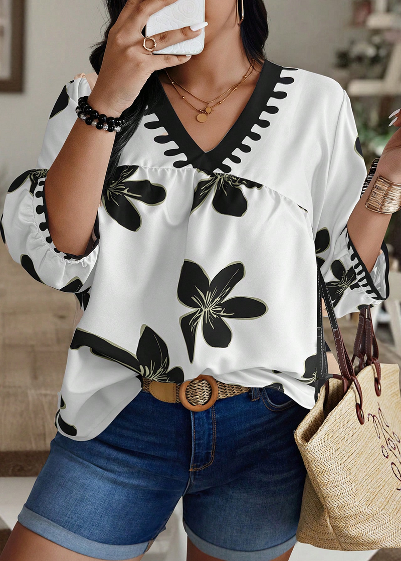 Women's Black Printed Rayon Everyday Top