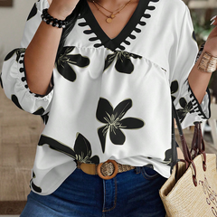 Women's Black Printed Rayon Everyday Top