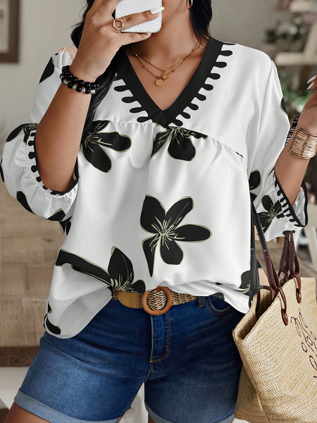 Women's Black Printed Rayon Everyday Top