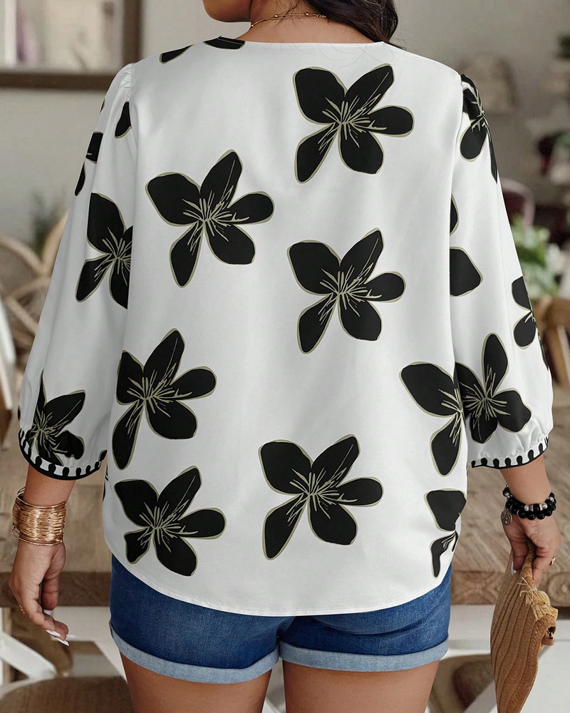 Women's Black Printed Rayon Everyday Top