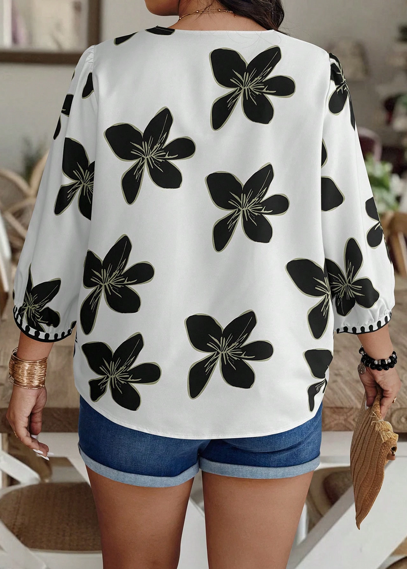 Women's Black Printed Rayon Everyday Top