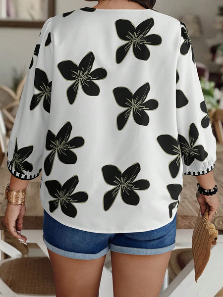 Women's Black Printed Rayon Everyday Top