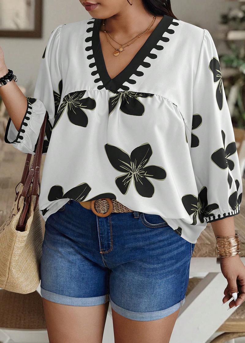 Women's Black Printed Rayon Everyday Top