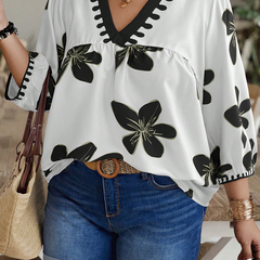 Women's Black Printed Rayon Everyday Top