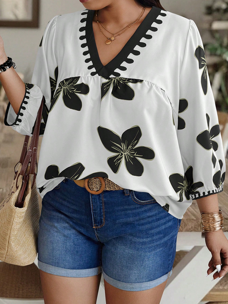 Women's Black Printed Rayon Everyday Top