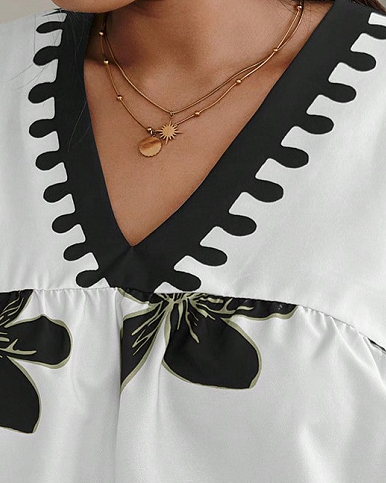 Women's Black Printed Rayon Everyday Top