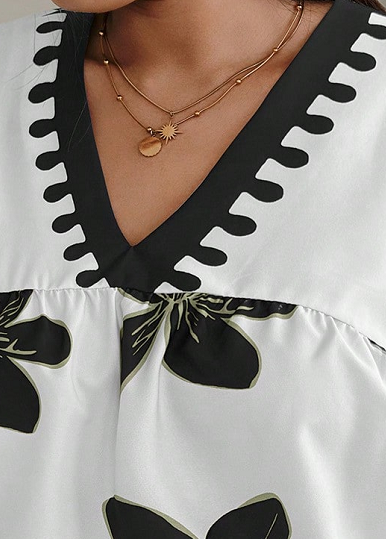 Women's Black Printed Rayon Everyday Top