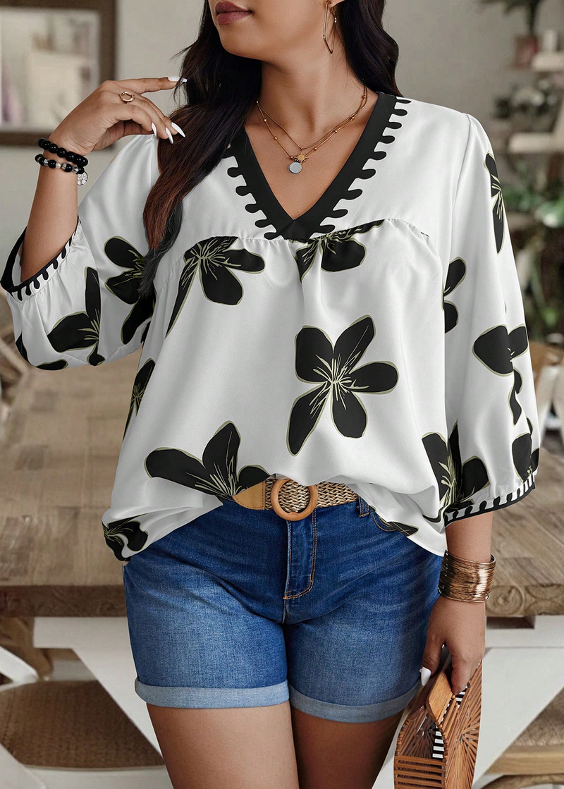 Women's Black Printed Rayon Everyday Top