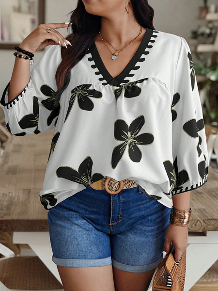 Women's Black Printed Rayon Everyday Top