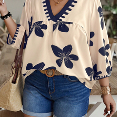 Women's Blue Printed Rayon Stylish Top
