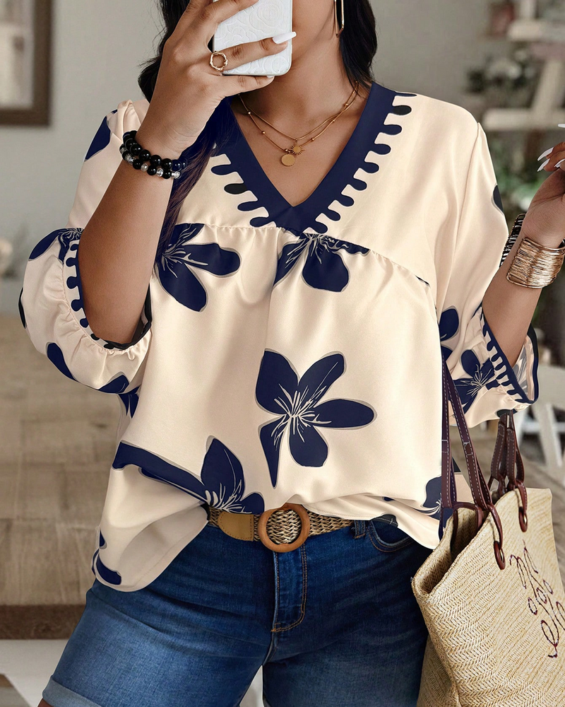Women's Blue Printed Rayon Stylish Top