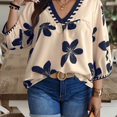 Women's Blue Printed Rayon Stylish Top