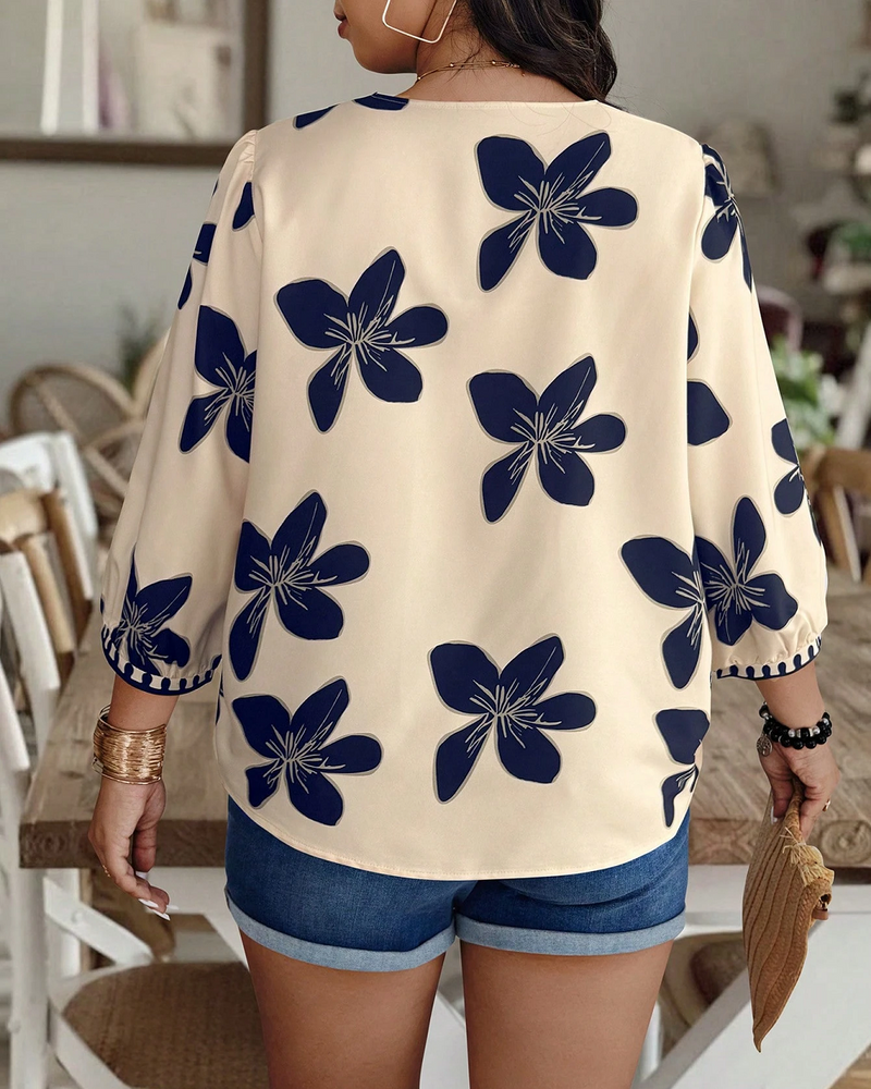 Women's Blue Printed Rayon Stylish Top
