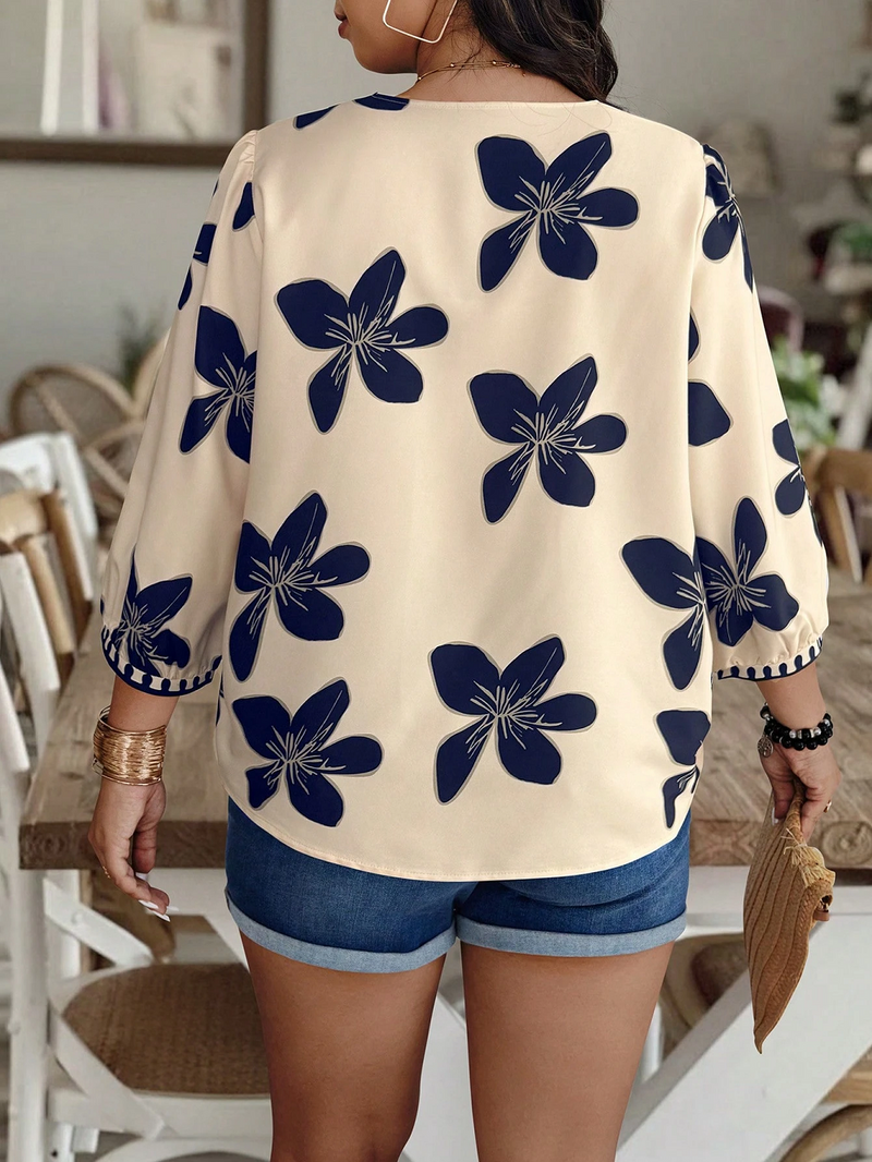 Women's Blue Printed Rayon Stylish Top