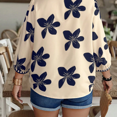 Women's Blue Printed Rayon Stylish Top