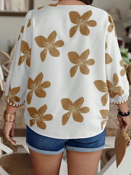 Women's Beige Printed Rayon Top