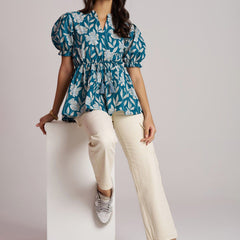 Women's Pink Printed Rayon Casual Top
