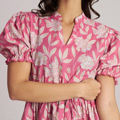 Women's Pink Printed Rayon Casual Top